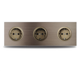Gniazdo Ścienne Aluminiowe Szczotkowane Brązowe Wielofunkcyjne – Gniazdo Schuko z USB i RJ45 | Montaż Podtynkowy | Nowoczesna Instalacja
