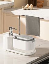 SoapStation 5w1 Organizator – Wielofunkcyjny Dozownik do Mydła z Uchwytem na Gąbkę & Ręcznik