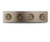 Gniazdo Ścienne Aluminiowe Szczotkowane Brązowe Wielofunkcyjne – Gniazdo Schuko z USB i RJ45 | Montaż Podtynkowy | Nowoczesna Instalacja