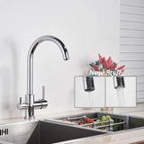 Kran kuchenny z funkcją filtrującą – Pojedyncza dźwignia | Chrom/Czarny | Ciepła i zimna woda | Montowany w blacie