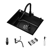 Nierdzewna Zlewozmywak Jednokomorowy Ciemnoszary z Baterią i Akcesoriami do Odpływu