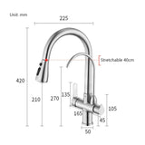 Wolnostojący Kran Kuchenny – Podwójna Gałka | Szlifowany Nierdzewny | Ciepła i Zimna Woda