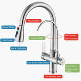 Wolnostojący Kran Kuchenny – Podwójna Gałka | Szlifowany Nierdzewny | Ciepła i Zimna Woda