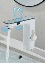 Inteligentna Biała Bateria Umywalkowa TouchFree LED