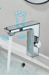 Inteligentna Biała Bateria Umywalkowa TouchFree LED