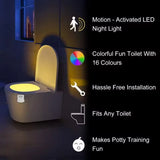LumiSense Toaletowa Lampka Nocna – Bezprzewodowy Czujnik Ruchu z Oświetleniem RGB 8/16 Kolorów