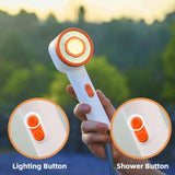 GlowShower 2025 – Przenośna Prysznic Campingowy z LED i Ładowalną Baterią | Do Użytku na Zewnątrz, do Samochodu, do Ogrodu i Więcej