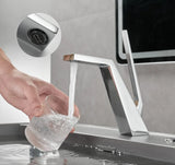 Bateria umywalkowa PureFace – jednouchwytowa, czarna lub chrom, ciepła i zimna woda, montaż nablatowy