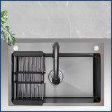 ObsidianFlow Pro – Czarny Zlewozmywak Kuchenny ze Stali Nierdzewnej 304 z Wyciąganą Baterią 360° i Wbudowanymi Akcesoriami