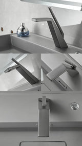 Bateria umywalkowa PureFace – jednouchwytowa, czarna lub chrom, ciepła i zimna woda, montaż nablatowy