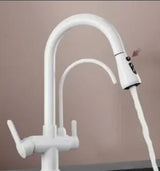 Antyczna mosiężna bateria kuchenna 2-w-1 z funkcją filtra