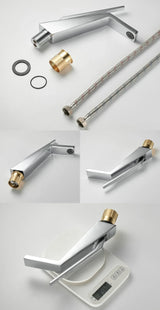 Bateria umywalkowa PureFace – jednouchwytowa, czarna lub chrom, ciepła i zimna woda, montaż nablatowy