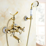 Luksusowy Złoty Kran Łazienkowy z Akcentami Kryształowymi