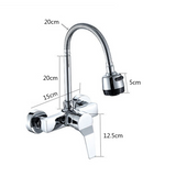 Ścienna bateria kuchenna obrotowa z elastyczną wylewką i funkcją natrysku
