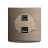Gniazdo Ścienne Aluminiowe Szczotkowane Brązowe Wielofunkcyjne – Gniazdo Schuko z USB i RJ45 | Montaż Podtynkowy | Nowoczesna Instalacja