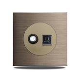 Gniazdo Ścienne Aluminiowe Szczotkowane Brązowe Wielofunkcyjne – Gniazdo Schuko z USB i RJ45 | Montaż Podtynkowy | Nowoczesna Instalacja