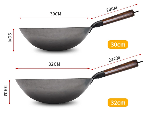 ForgePro – Ręcznie Kutego Żelaznego Woka z Drewnianą Rączką