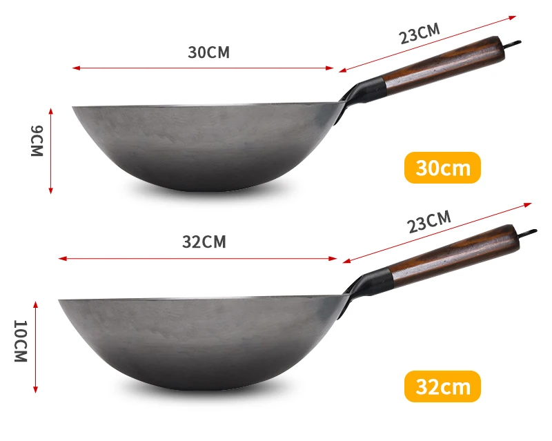 ForgePro – Ręcznie Kutego Żelaznego Woka z Drewnianą Rączką