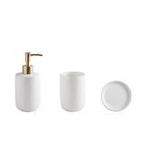 ScandiLuxe Skandynawski Zestaw Łazienkowy – 4-częściowy Ceramiczny Dzbanek na Wodę ze Szkłem na Szczoteczki do Zębów