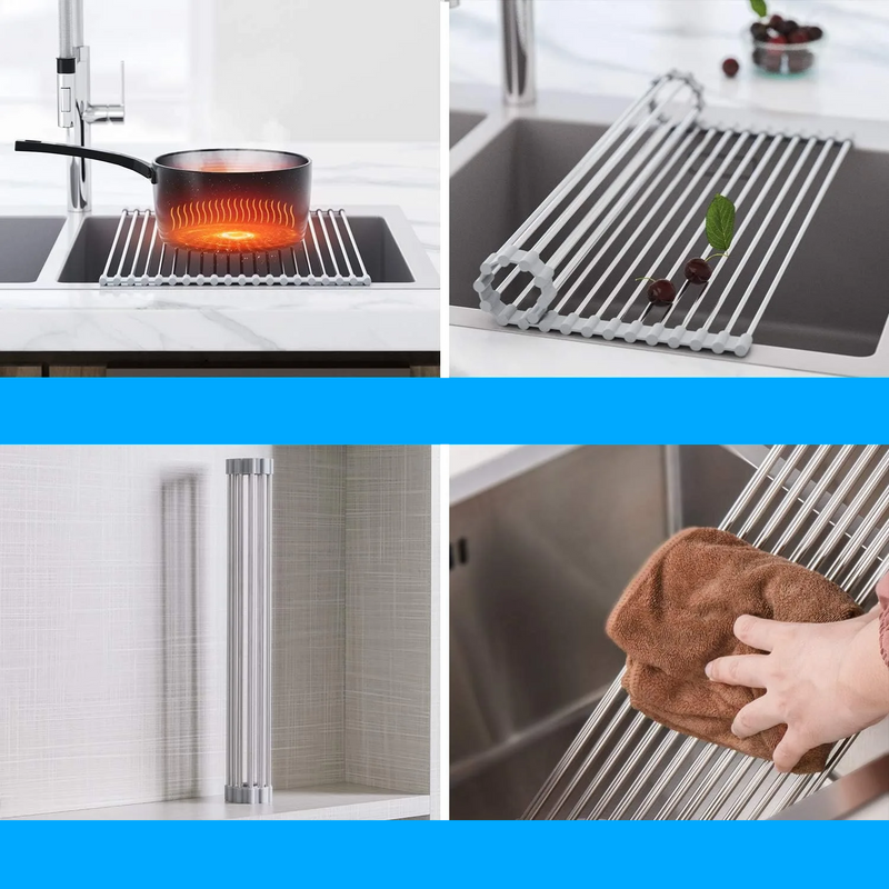 FoldRack Opvouwbaar Afdruiprek ze Stali Nierdzewnej