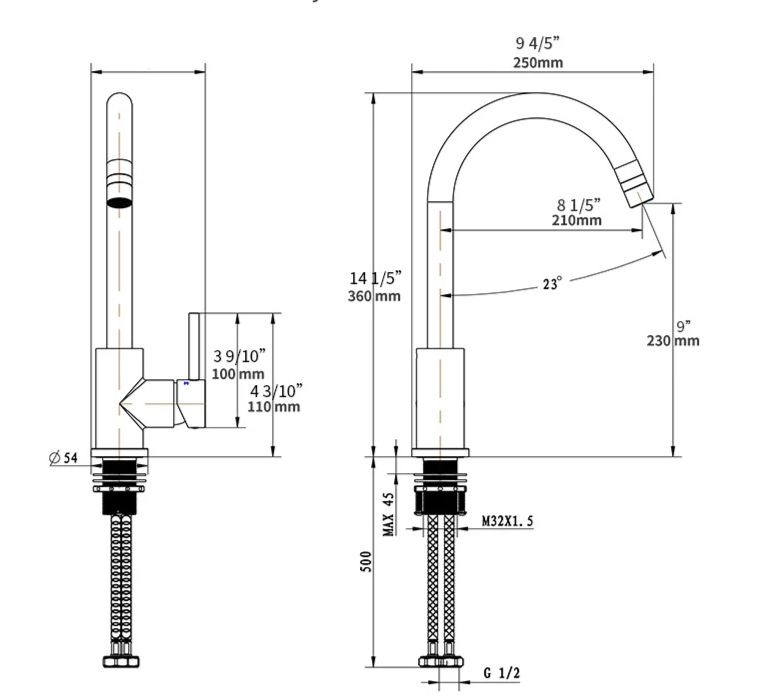 Amora Elegancka Bateria Umywalkowa z Mosiądzu – Regulacja Ciepłej i Zimnej Wody