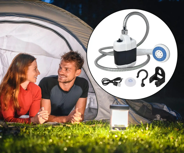 AquaNomad Przenośna Pompa Prysznicowa do Kempingu – Ręcznie Obsługiwany Prysznic na Zewnątrz dla Podróży, Plaży i Zwierząt Domowych