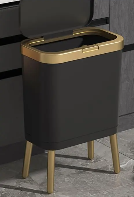 ZłotySlim Nowoczesny Kosz na Śmieci z Pokrywą