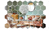 HexaShine – 45-częściowy Zestaw Sześciokątnych Naklejek Ściennych z Lustrami
