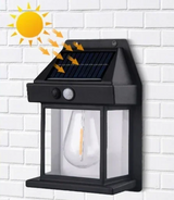 SolaroLux Kinkiet Solarny z Czujnikiem Ruchu – Wodoodporna Lampa Ogrodowa LED IP65 | 3 Tryby Świecenia | Dekoracyjne Włókno Wolframowe