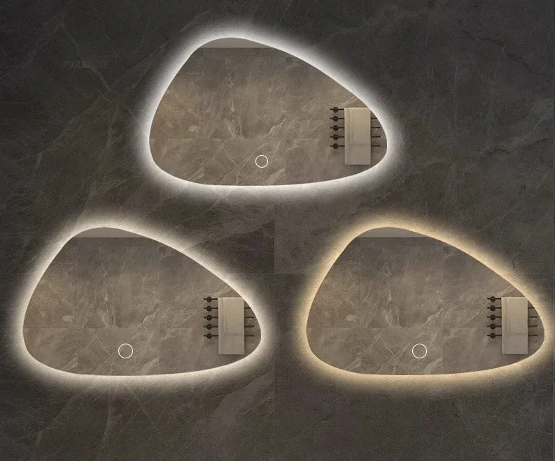 NordiLux Design Lustro Łazienkowe – Inteligentne LED Lustro Ścienne z Nieregularnym Kształtem i Ramą z Aluminium