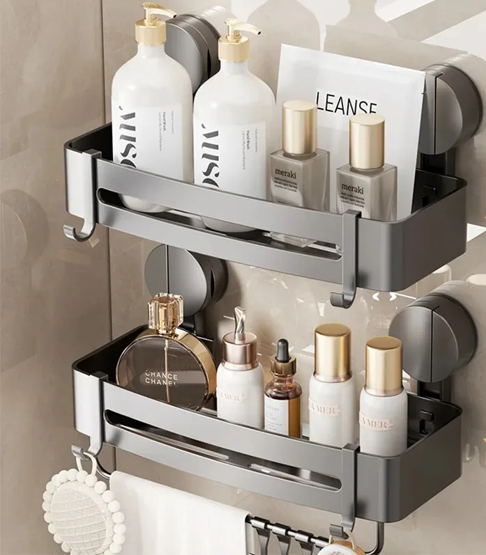 AquaGrip – Luksusowa Półka Łazienkowa z Przyssawkami bez Wiercenia