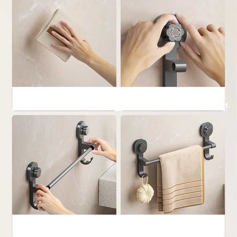 MagnaGrip Mocny Przyssawkowy Wieszak na Ręczniki – Czarny Samoprzylepny Uchwyt na Ręczniki bez Wiercenia