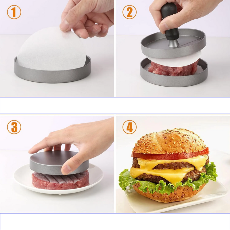 GrillMaster Aluminiowa Praska do Burgerów – Forma na Idealne Burgery z Grilla