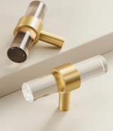 Nowoczesny Mosiężno-Akrylowy Uchwyt Meblowy