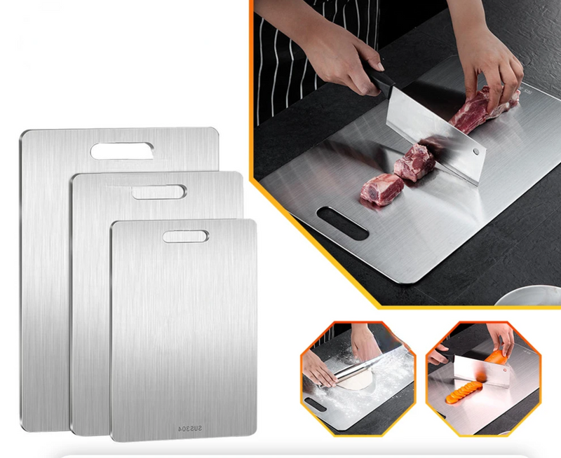 SteelSlice – Dwustronna Deska do Krojenia z Tytanem ze Stali Nierdzewnej 316