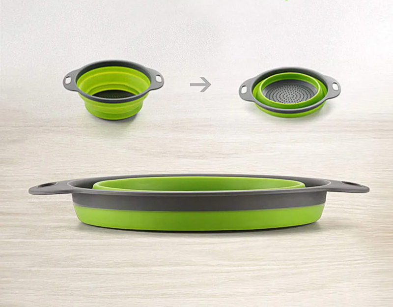 FlexiDrain – Składane Silikonowe Sitko do Mycia Warzyw i Owoców