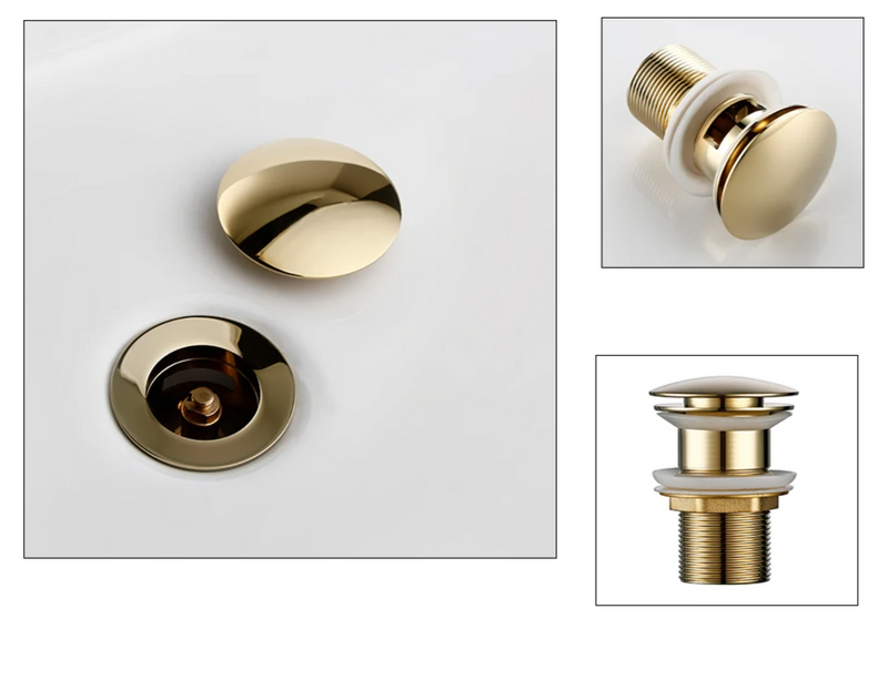 LuxDrain Pop-Up Odpływ – Elegancki Korek do Umywalki w Kolorze Czarnym, Złotym i Różowym Złocie