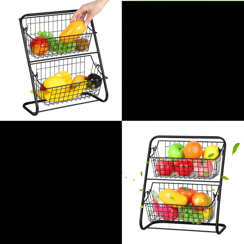 StackEase Podwójny Metalowy Kosz na Owoce