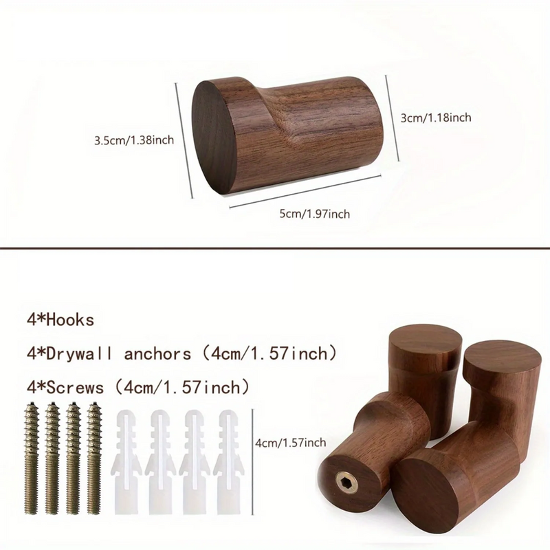 WalnutElegance Tradycyjne Ręcznie Robione Wieszaki naścienne