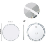 GlowRound Antykondensacyjny LED Lustro Łazienkowe – Okrągłe HD Lustro Ścienne z Oświetleniem (3 Kolory Światła)