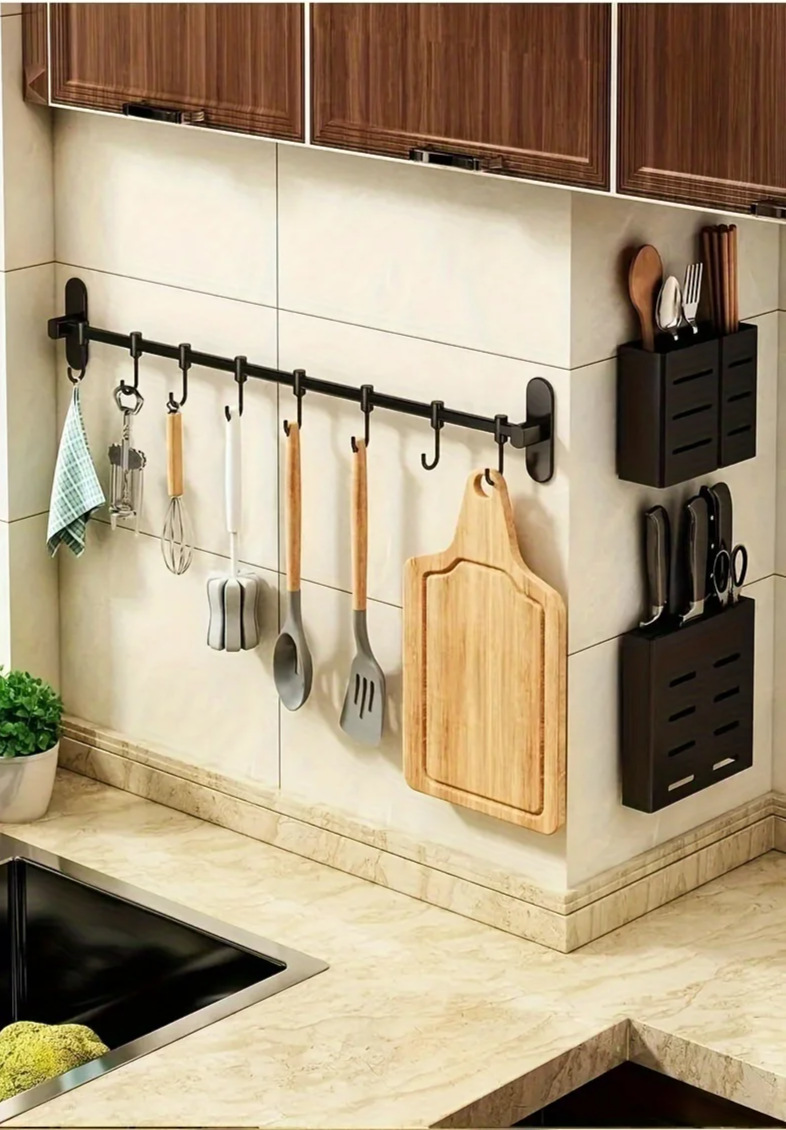 CookEase Organizer Ścienny do Kuchni – Wielofunkcyjny Organizer na Pokrywki, Łopatki & Akcesoria Kuchenne