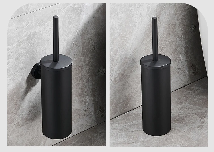 SteelClean Luxe Szczotka Toaletowa z Uchwytem Ściennym – Czarny Design ze Stali Nierdzewnej