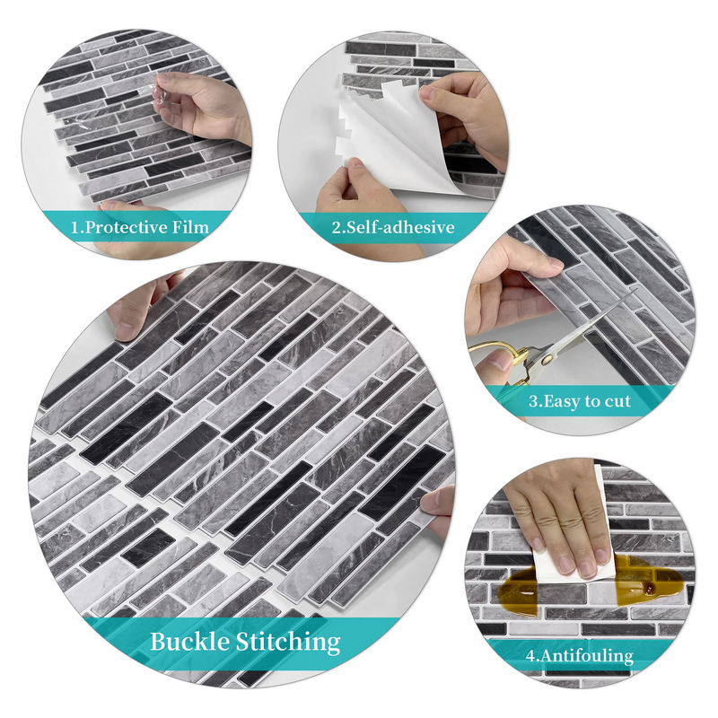 LuxeMarmer Złoto-Białe Naklejki Ścienne w Stylu Marmuru