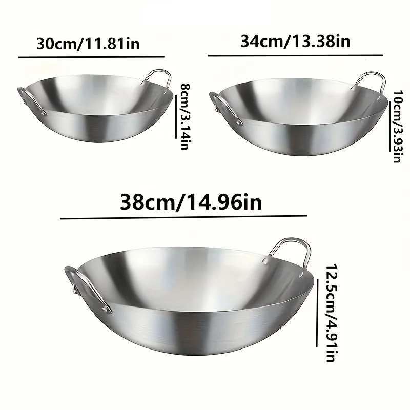 ChefMaster – Duża Stalowa Patelnia Wok z Podwójnymi Uchwytami