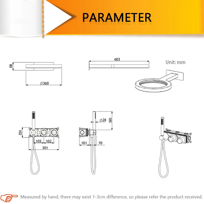 Luksusowy Zestaw Prysznicowy – Okrągły Wzór | 5 Kolorów | Mosiądz | Deszczownica