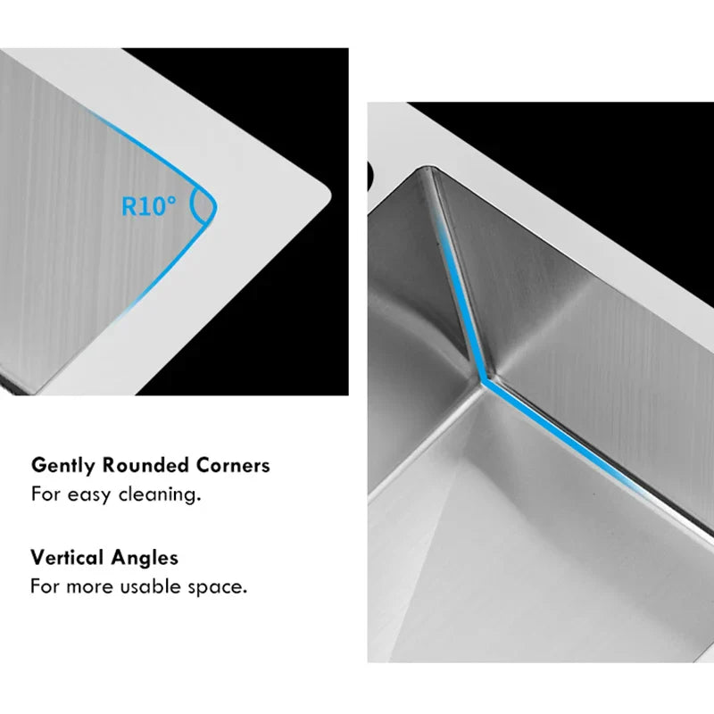 Onderbouw Zlewozmywak Kuchenny | 76×43 cm – Ręcznie Wykonany ze Stali Nierdzewnej 304