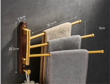 Wieszak na ręczniki | Drewno & Szczotkowane Złoto | <50 cm | Składany & Przenośny