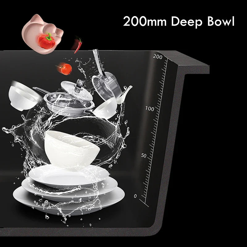 Nierdzewna Zlewozmywak Jednokomorowy Ciemnoszary z Baterią i Akcesoriami do Odpływu