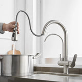 Dotykowy Kran Łazienkowy – Wysuwany | Chrom | Podwójna Uchwyt | Zimna i Ciepła Woda