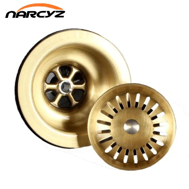 Zatyczka do odpływu kuchennego NordicCopper – 3,5 cala | Stary Mosiądz | Polerowane Wykończenie | Miedź Antyczna